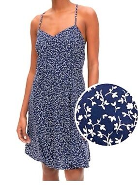 GAP Navy Blue Floral Sundress with White Print